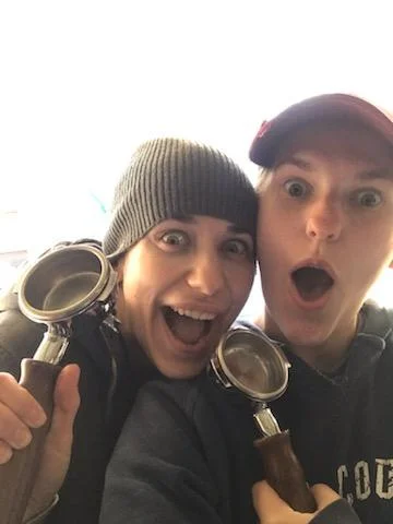 The sisters with espresso portafilters