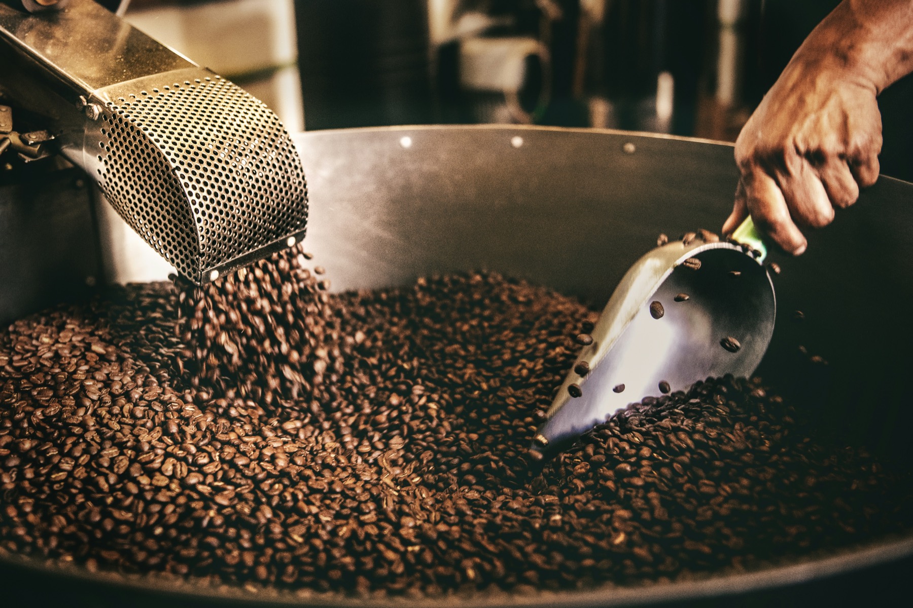 Wonderstate coffee beans being roasted